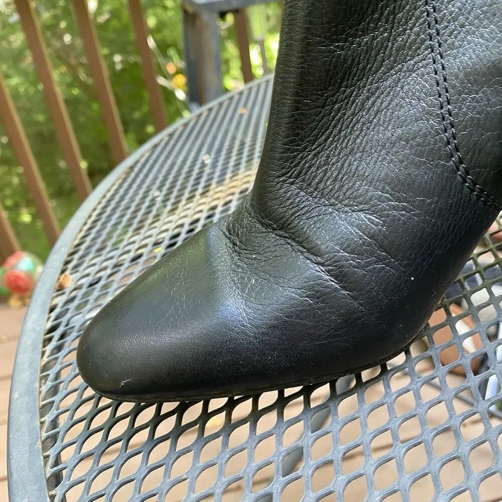 Antonio Melani Harlen Black Leather Boots Double Zippers Womens Size 9M